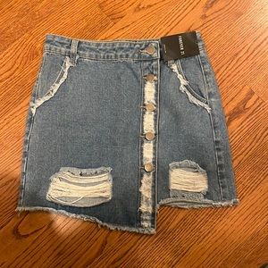 Denim distressed skirt